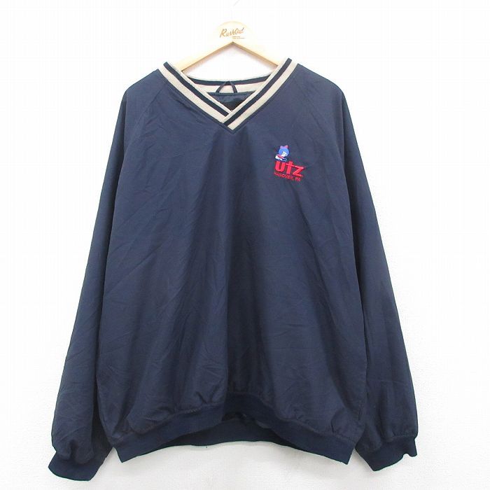 XL/古着 長袖 ジャケット メンズ UTZ 大きいサイズ Vネック 紺 ネイビー 24dec11 中古 アウター ジャンパー ブルゾン