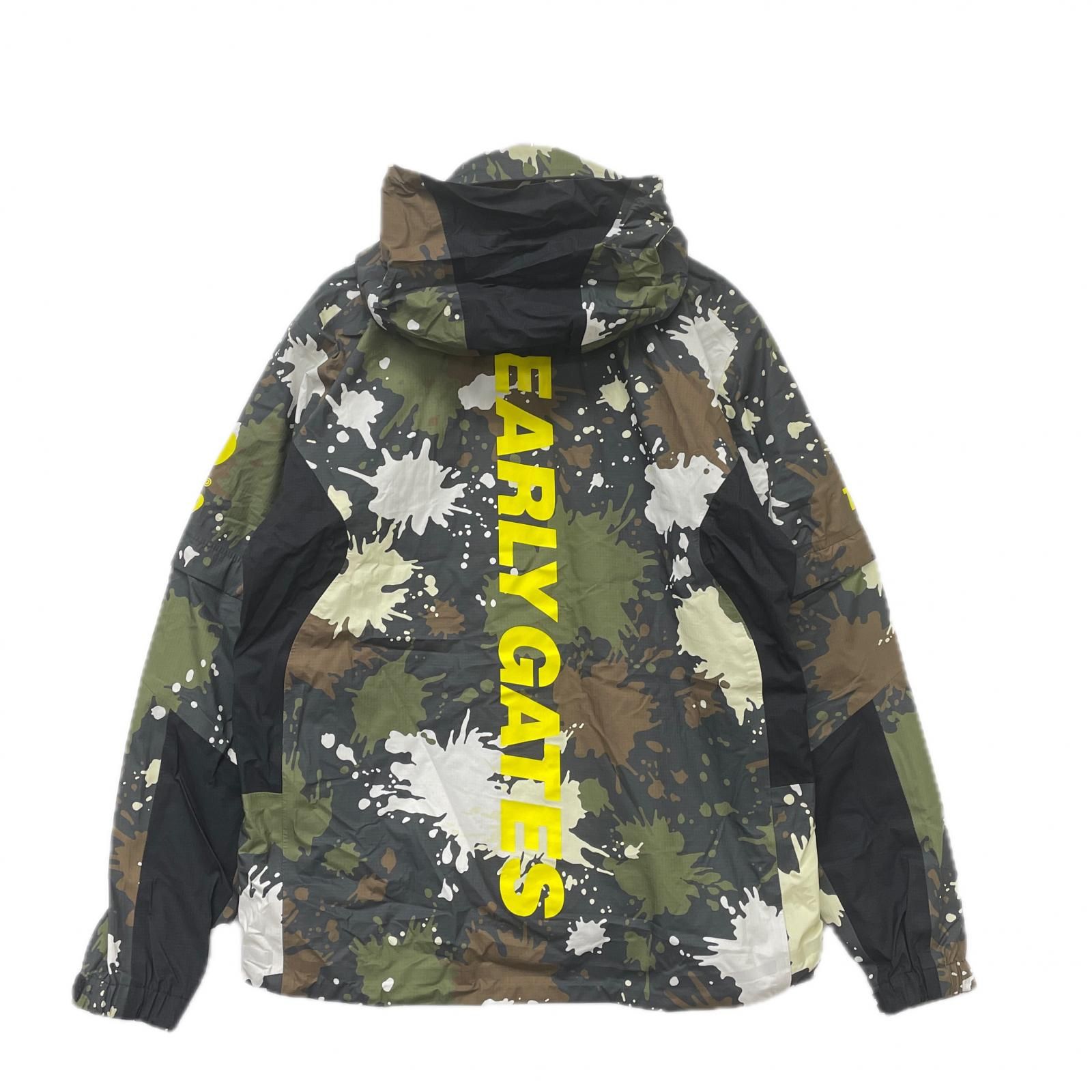 メンズ パーリーゲイツ PEARLY GATES ブルゾン 5 L カーキ系 スプラッシュ柄 2枚組 ダブルジップ 4WAY フード 総柄