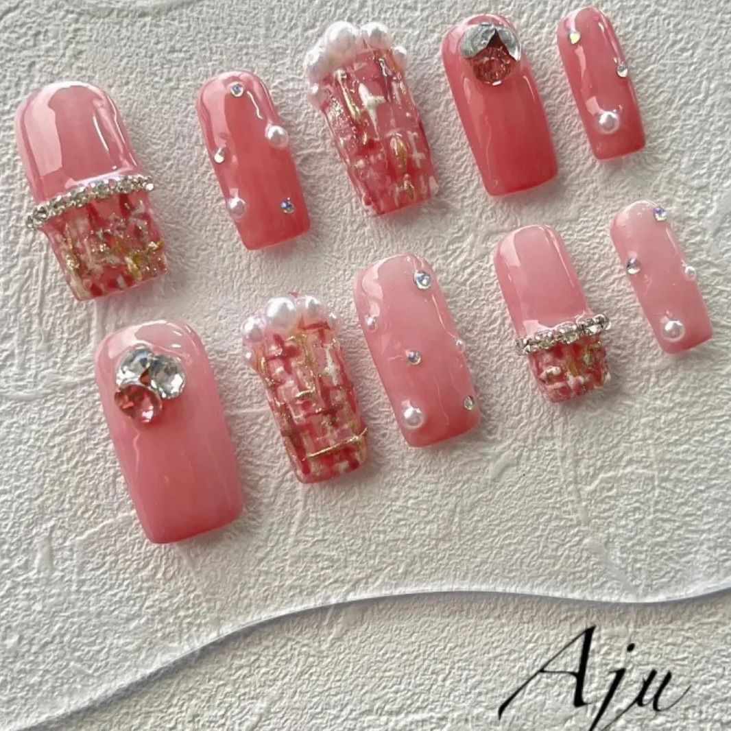 サイズオーダーネイルチップ  韓国 ワンホン ツイード 冬ネイル 現品 オーダー 量産型 ちゅるん ワンホン ネイルチップ 黒 ツイード