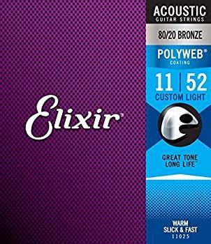 -非常に良い Elixir エリクサー アコースティックギター弦 POLYWEB 80 20ブロンズ Custom Light .011-.052 11025