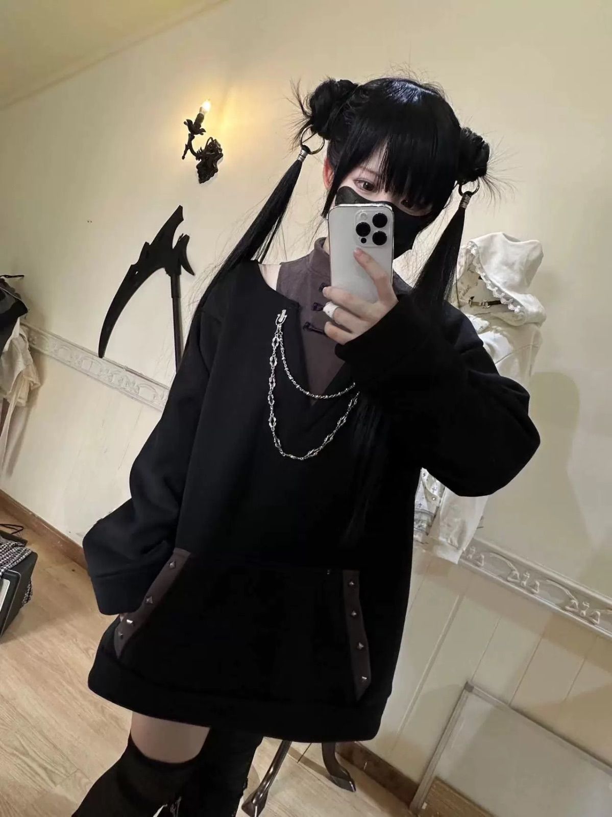 チェーン ジャケット サブカル レディース 大きめ サイバー 渦雷系