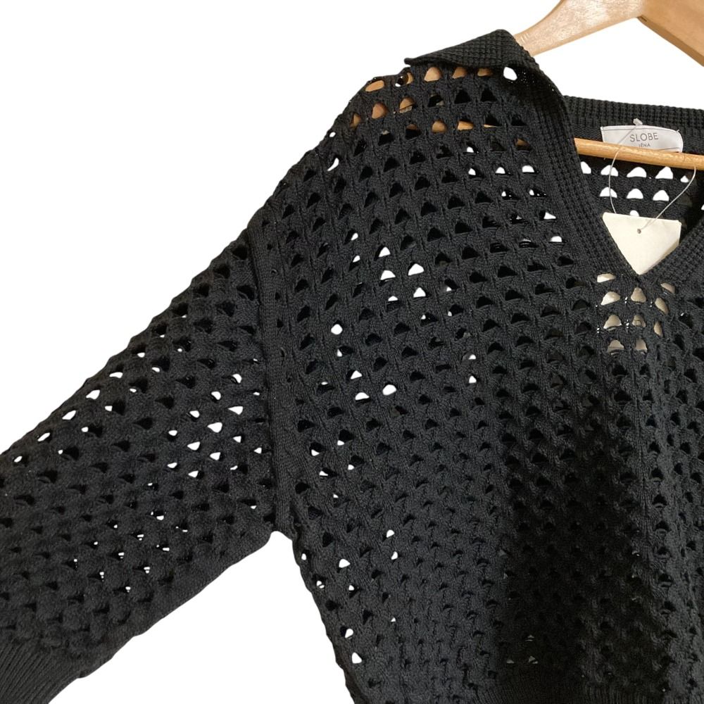 未使用 23SS SLOBE IENA スローブイエナ メッシュ スキッパーニット サイズF ブラック レディース 古着 中古 未使用 23SS SLOBE IENA スローブイエナ メッシュ スキッパー
