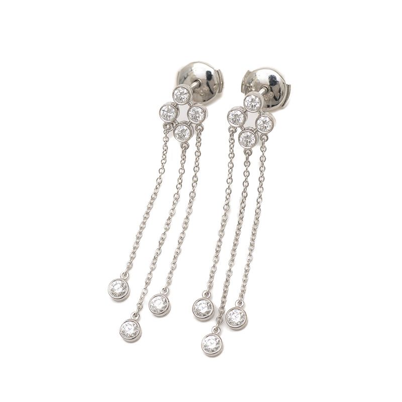 ティファニー バイザヤード チェーン ドロップピアス 7Pダイヤ Pt950