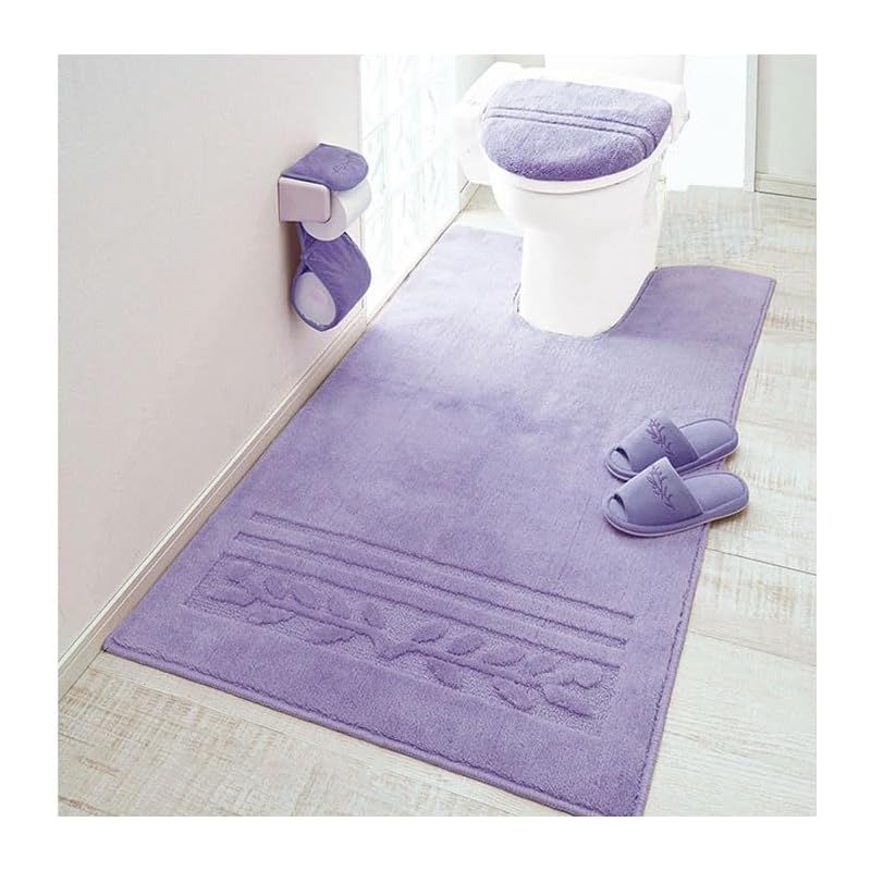 ベルーナ(BELLUNA) トイレマット ロング 洗える おしゃれ 耳長 ワイド オリーブ柄 滑り止め 抗菌防臭 ふわふわ へたりにくい 単品 ハイパージャンボマット (543931-047) 1