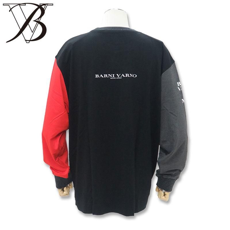 バーニヴァーノ ロゴワッペン 切替デザイン 長袖 Tシャツ 3L バーニヴァーノ ロゴワッペン 切替デザイン 長袖 Tシャツ 3L