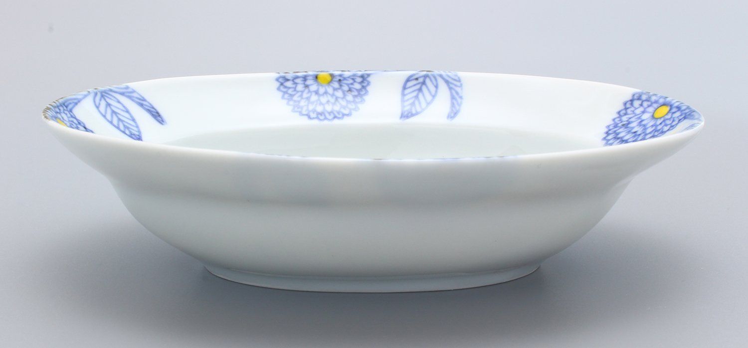 新品　波佐見焼　勲山窯　20cm 楕円鉢　ダリア　ライトブルー 新品 波佐見焼 勲山窯 20cm 楕円鉢 ダリア ライトブルー