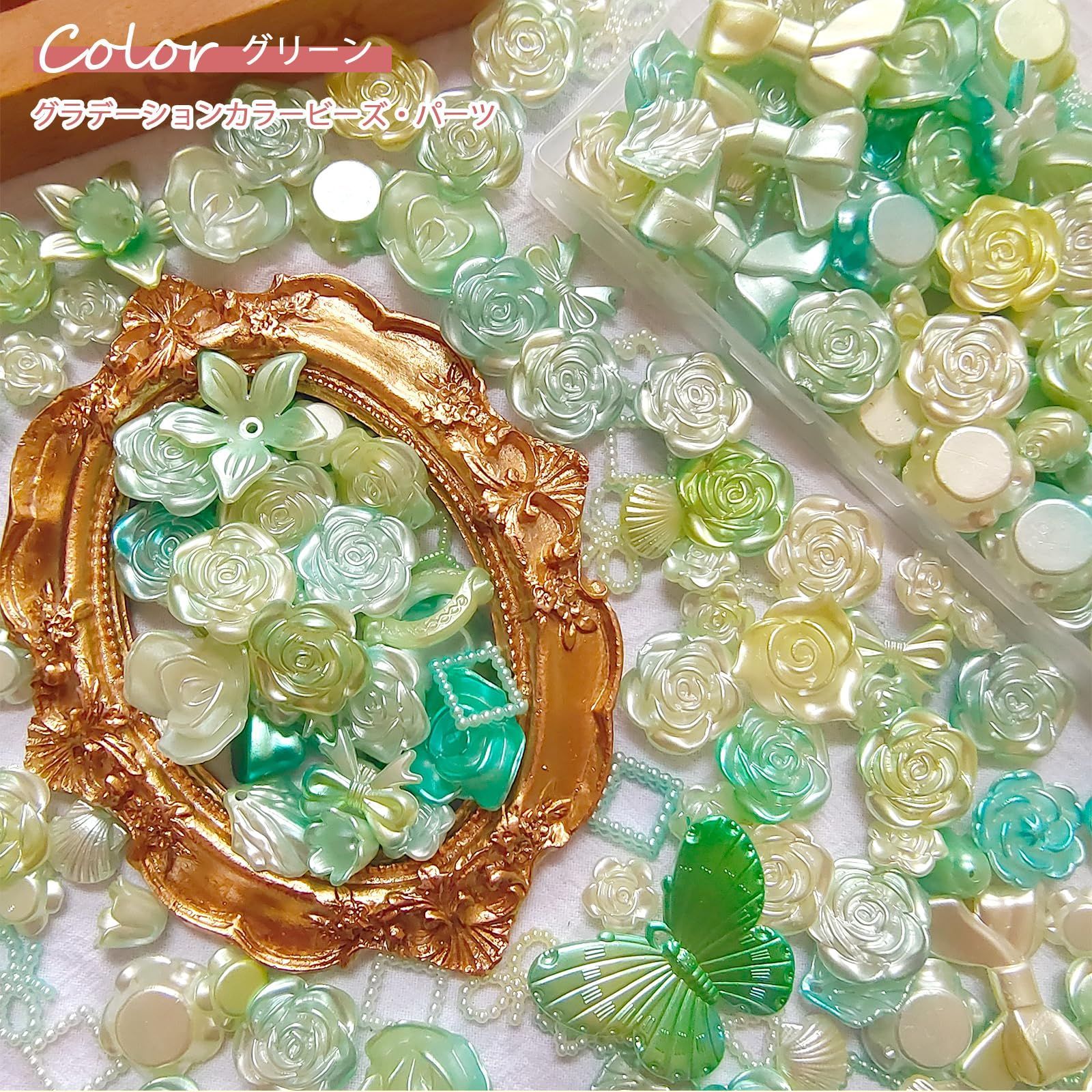 ハンドメイド お花 シュシュ ヘアゴム フラワー ビーズ ブラック247  