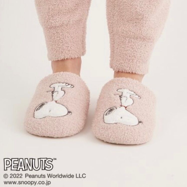 ベビモコルームシューズ ジェラートピケ スヌーピー ピンク