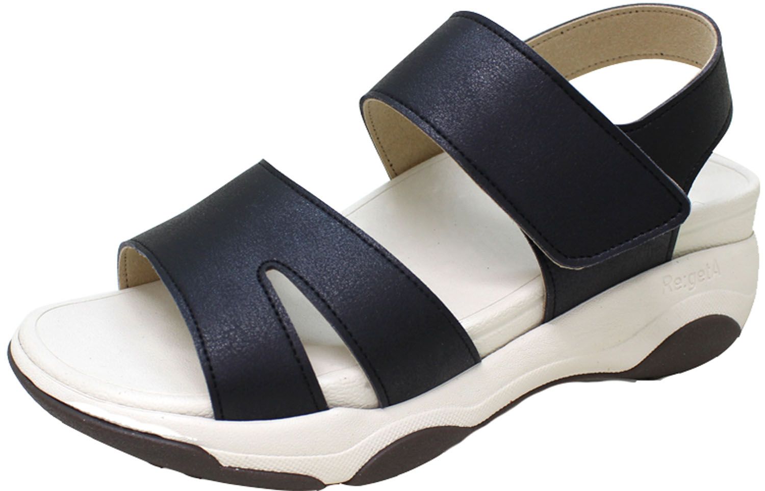 リゲッタ Re getA RE3001 バックベルト付き厚底リカバリーウォークサンダル RE3001 BLK ブラック