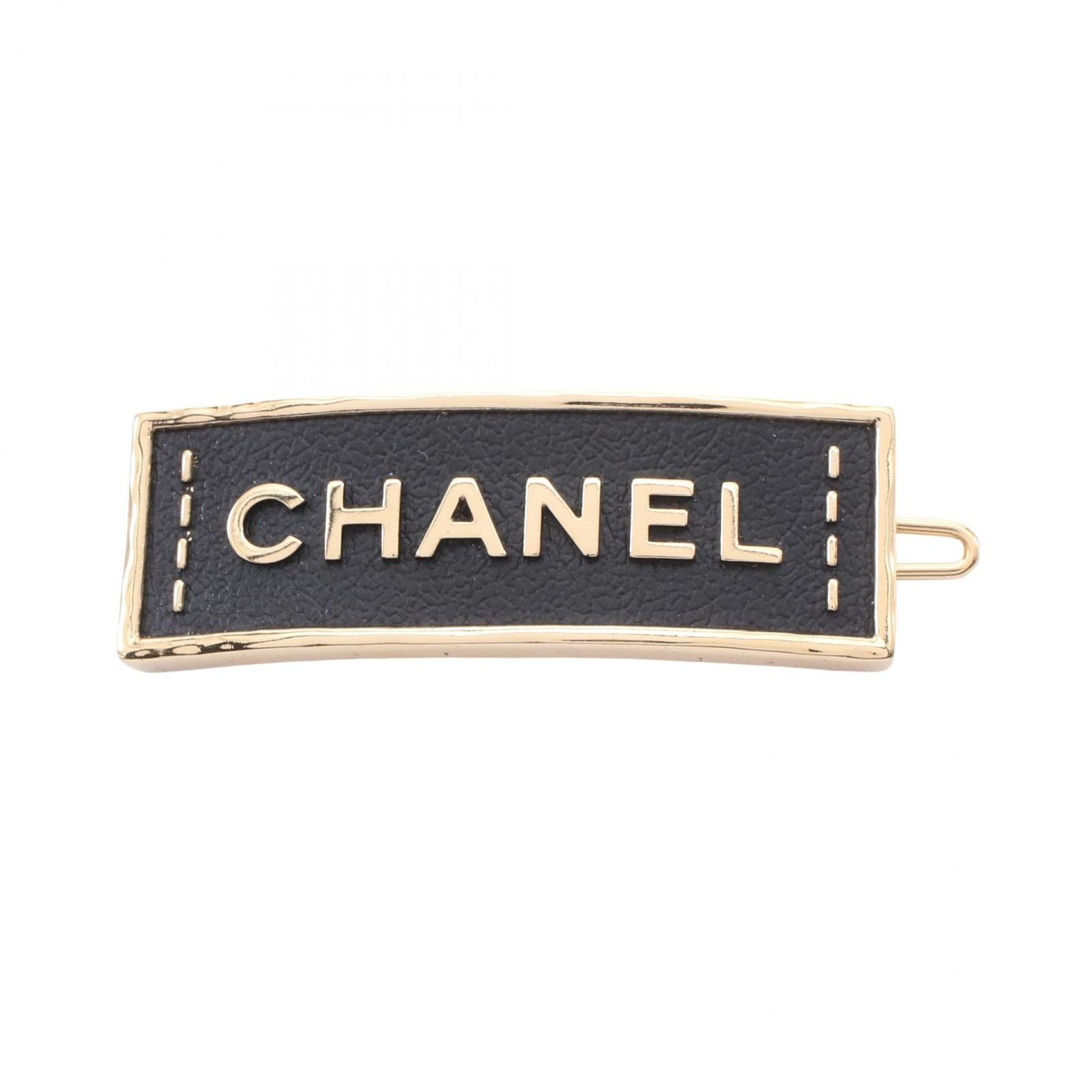 シャネル CHANEL その他アクセサリー ロゴ ゴールド|ブラック GP ゴールドメッキ レザー CHANELロゴ ヘアクリップ レディース Used A