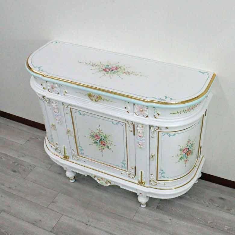 ロココ調 サイドボード キャビネット 白家具 クラシック
