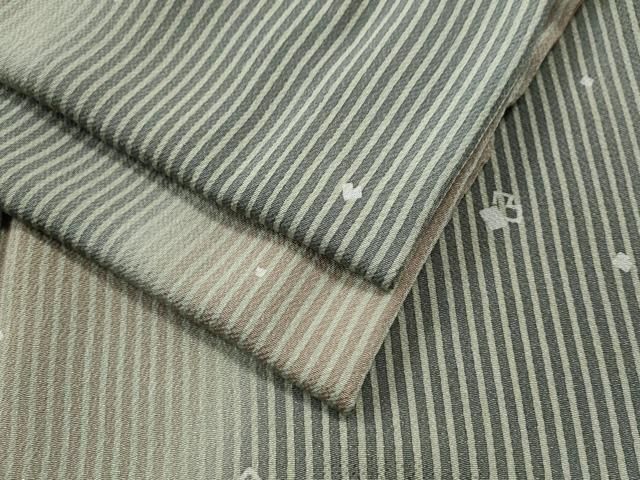 平和屋着物●上質な小紋 縞 破れ色紙文 暈し染め 鬼しぼ縮緬 正絹 CAAS7360yc