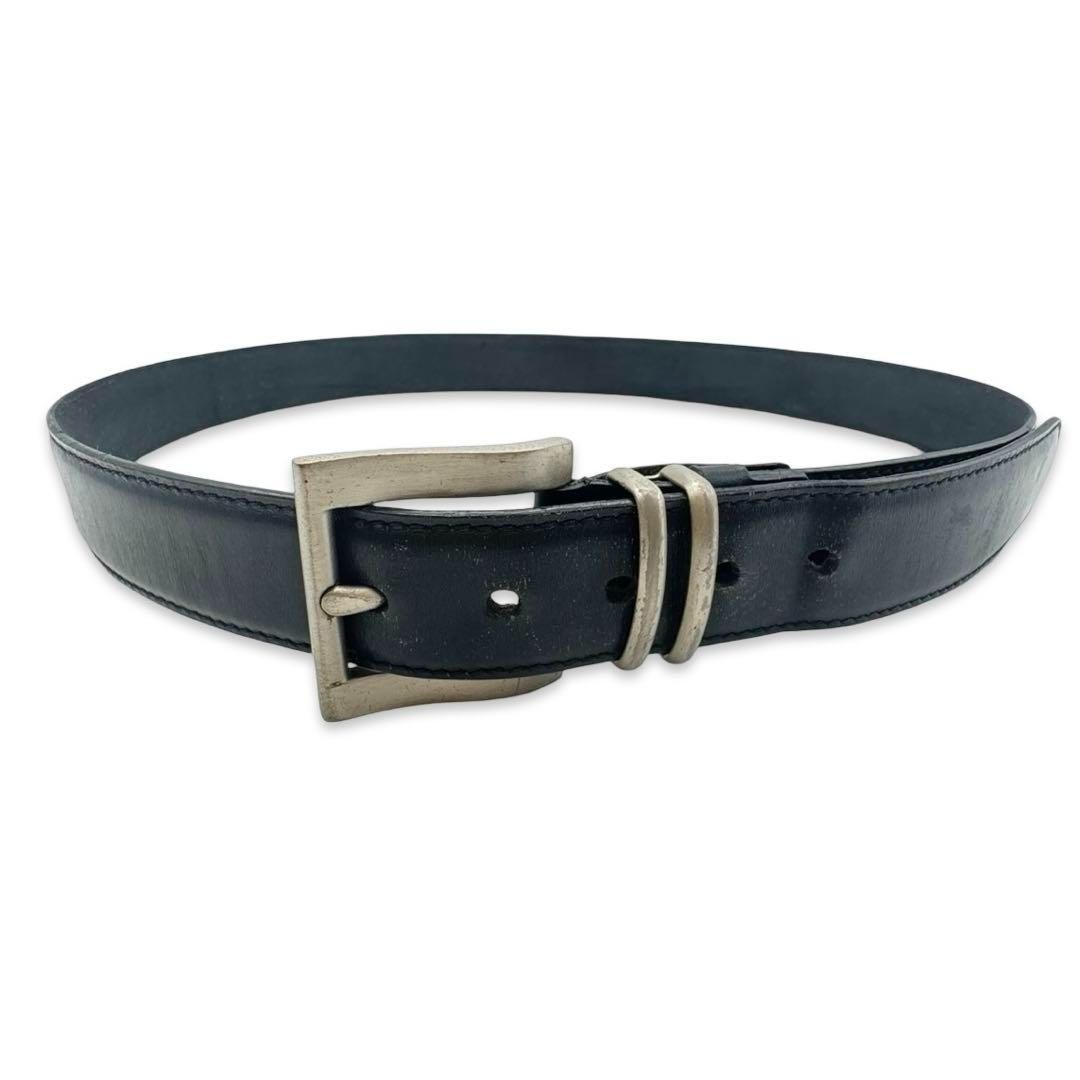 未使用　BALLY 高級レザーベルト　ブラック×シルバー金具　メンズ Bally バリー レザー シルバー金具 ベルト メンズ ブラック 黒