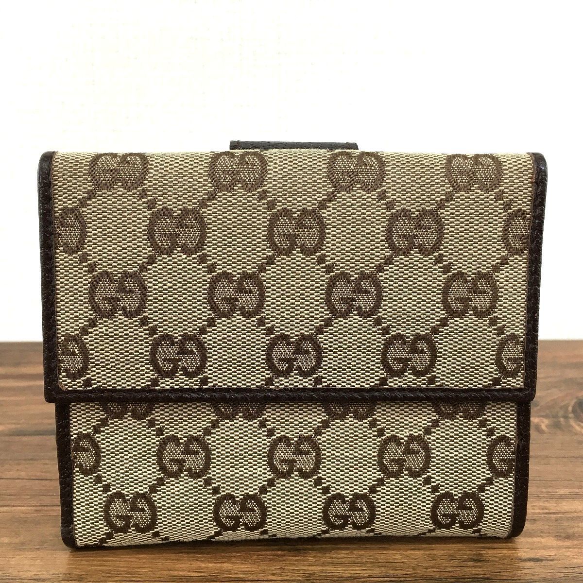 極美品 GUCCI Wホック財布 115094 GGキャンバス 308-