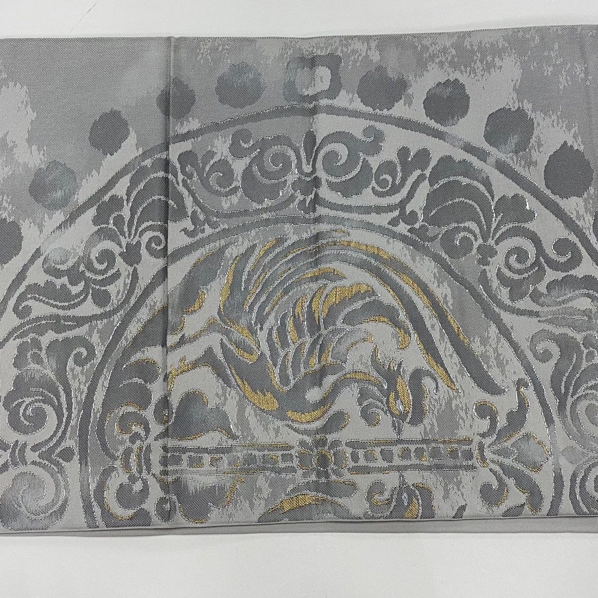 本袋帯　グレー地　金糸　唐花 本袋帯 グレー地 金糸 唐花