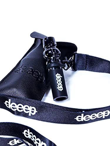 ブラック 【deeep】シーシャ用 マウスピース 樹脂製 シリコン PUレザーケース ストラップ付 (ブラック)