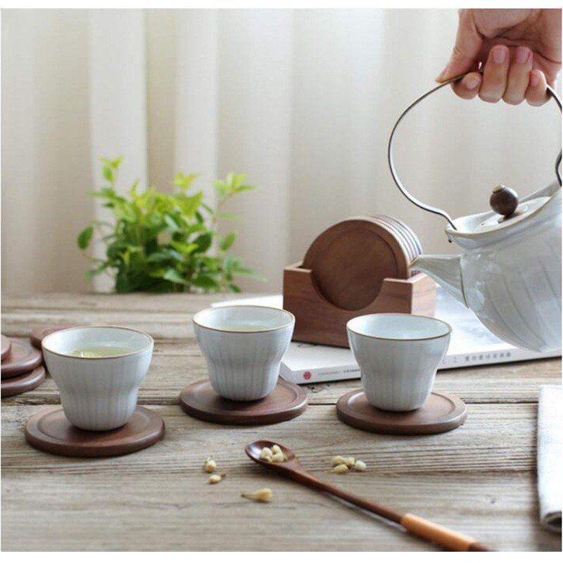 コースター 6枚セット 木製 ウォールナット ケース付き 木 職人