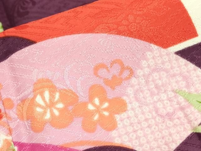 地紙花文 洗える着物