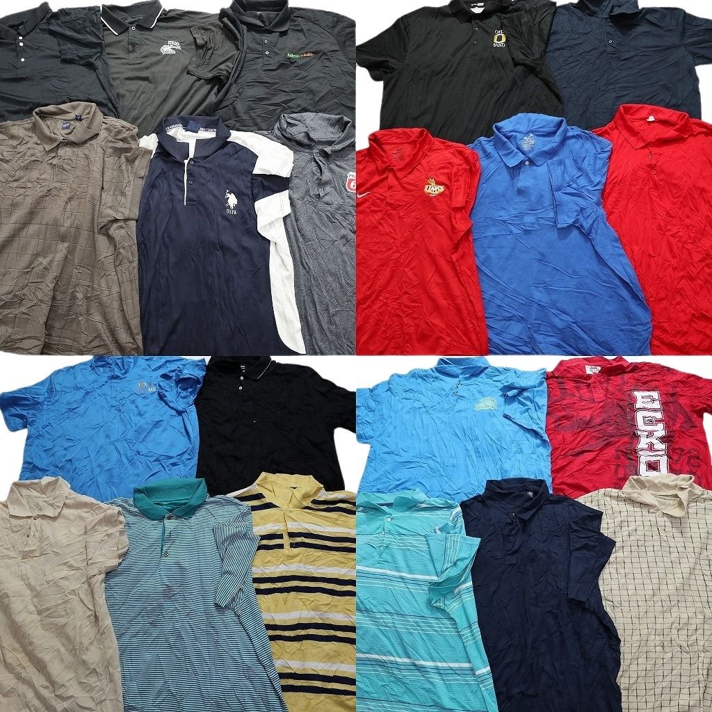 古着卸 まとめ売り ポロシャツ 21枚セット (メンズ 3XL /4XL ) カラーMIX NIKE ブラック MS9422