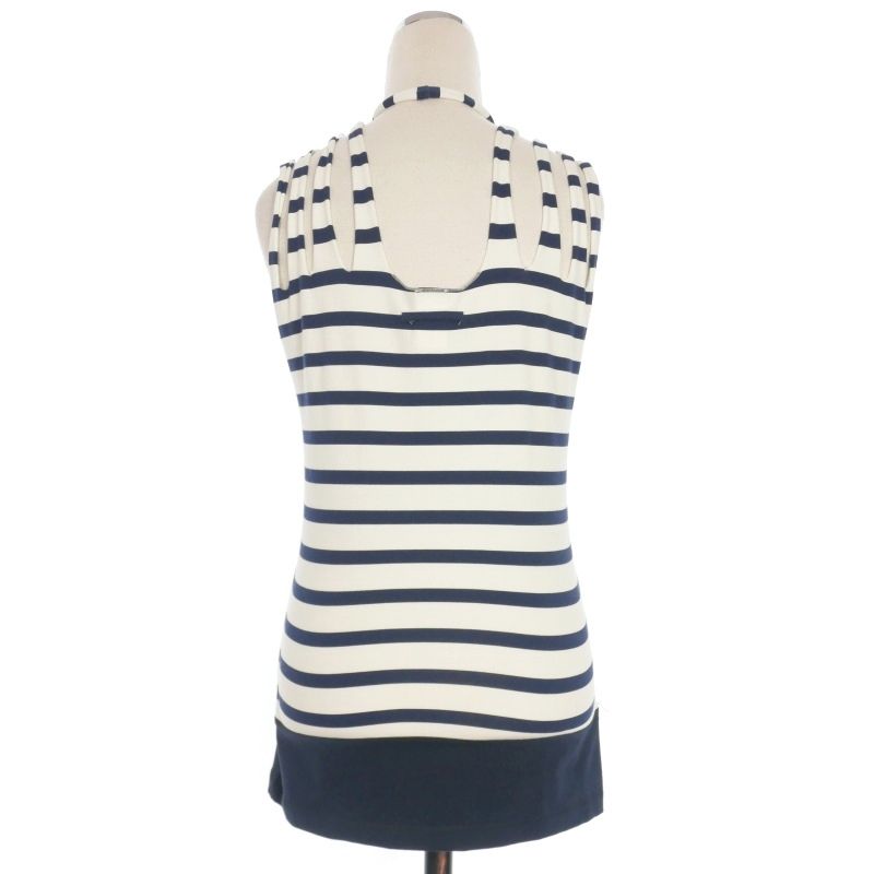 ジャンポールゴルチエ Jean Paul ボーダー タンクトップ キャミソール ノースリーブ M ホワイト ネイビー 白 紺 THJL-GM 1-1063
