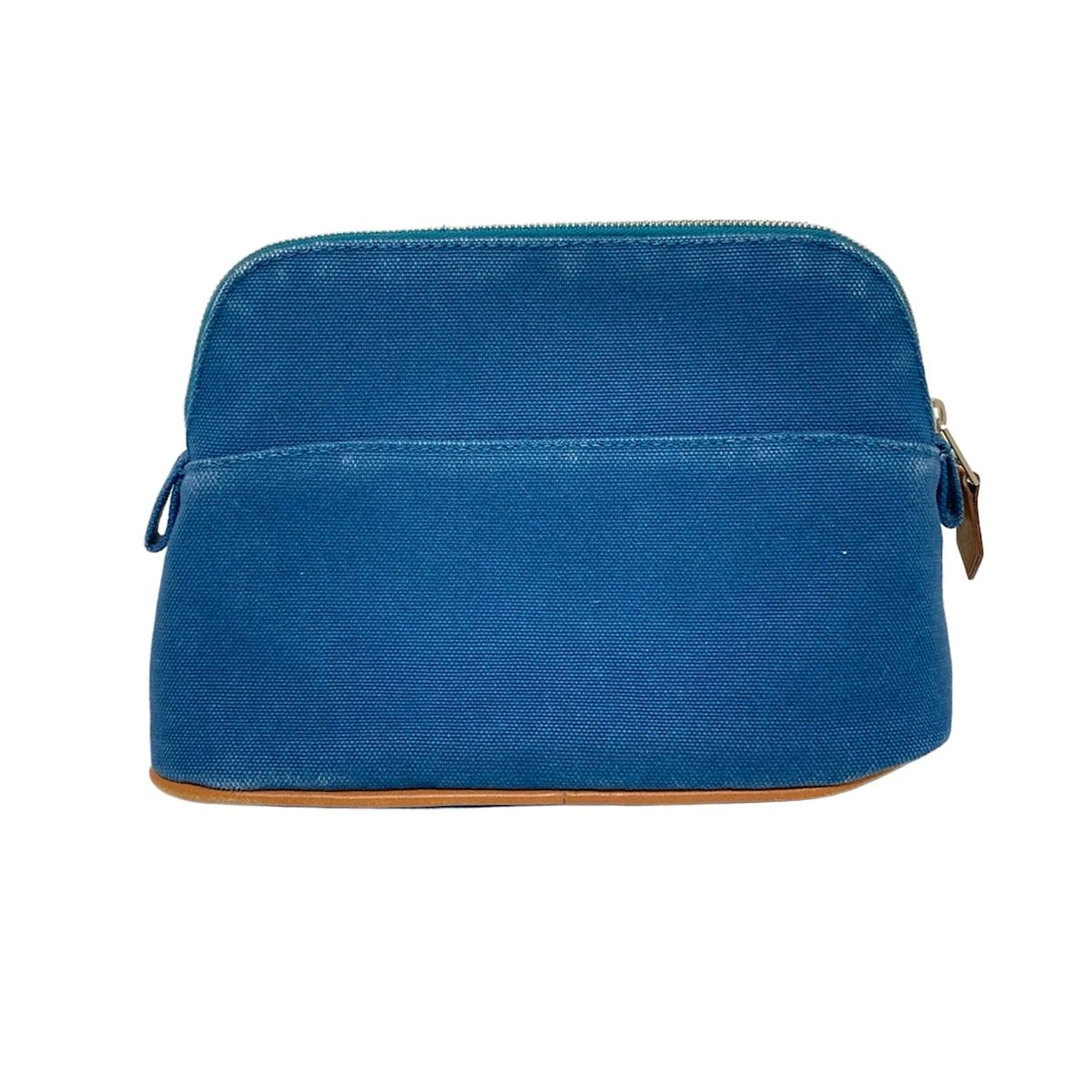 HERMES エルメス ポーチ ボリードポーチ20 ネイビー×ライトブラウン レザー