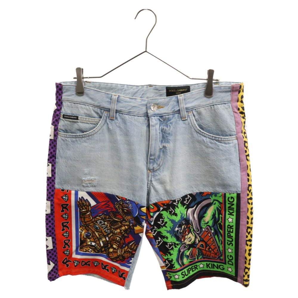 DOLCE u0026 GABBANA (ドルチェアンドガッバーナ) アメコミパッチデニム デニムハーフショーツ ハーフパンツ G8BC2 インディゴブルー