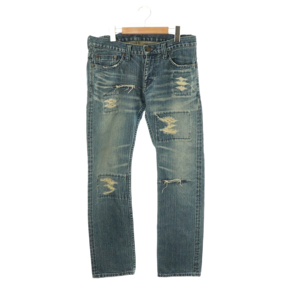 ティーエムティー TMT リペア加工デニムパンツ ジーンズ M-30 ブルー CX OS AD