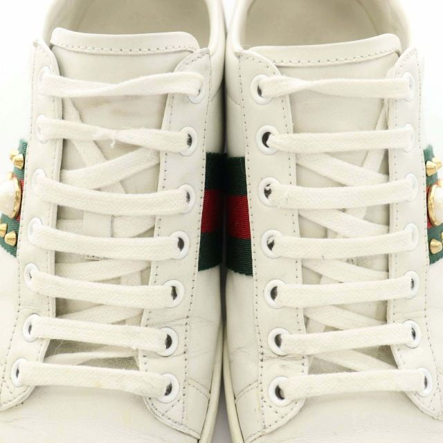 グッチ GUCCI エース スニーカー ウェブライン スタッズ パール レザー 