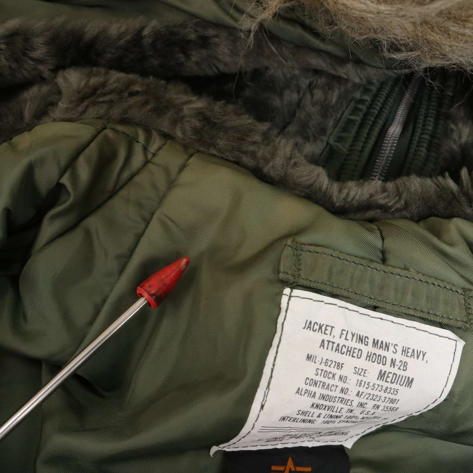USA製☆ ALPHA INDUSTRIES アルファ 1615-573-8335 秋冬 ファー☆ N-2B 