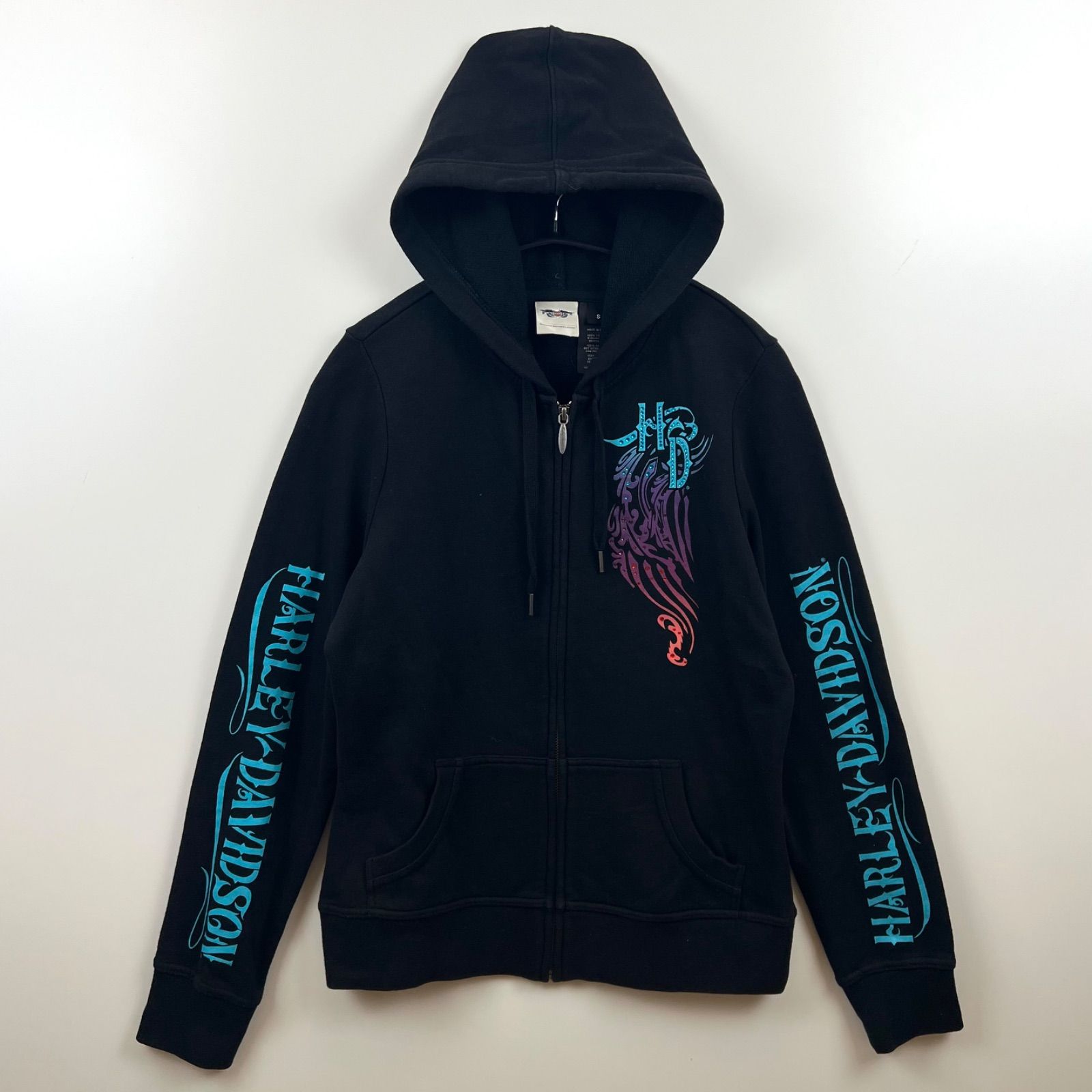 HARLEY-DAVIDSON archive grunge decoration zip hoodie S