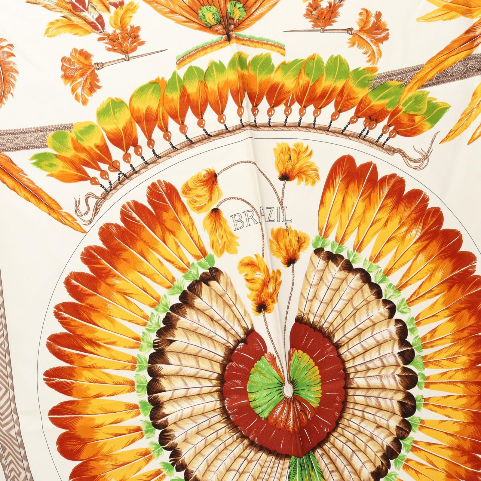 HERMES カレ90 スカーフ BRAZIL ブラジル ベージュ エルメス HERMES スカーフ カレ90 BRAZIL ブラジル ベージュ シルク