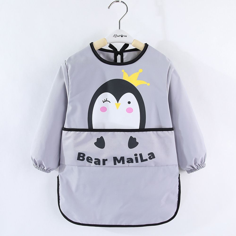☆ グレー×ペンギン ☆ 110cm ☆ スモック lykidaprn3 スモック 子供