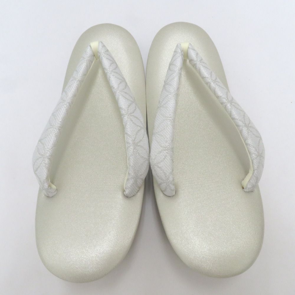 草履 白梅謹製 礼装用 LLサイズ 2枚芯 フォーマル ホワイト×シルバー シャンパンゴールド 七宝 25.5cm 日本製 牛皮底面