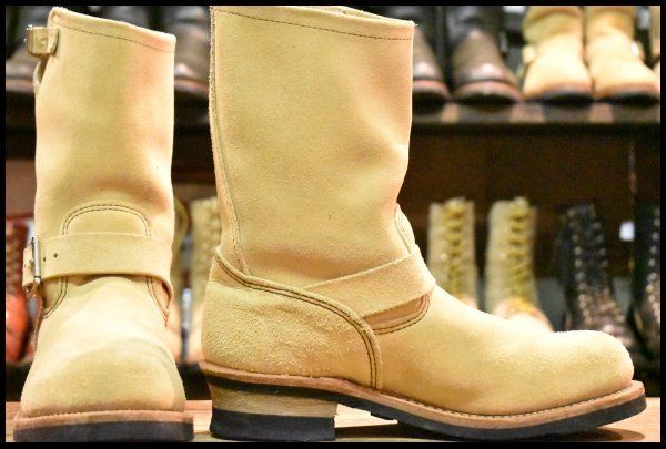 9D 17年 レッドウィング 8268 スエード エンジニア ベージュ ホーソーンアビレーンラフアウト ブーツ redwing HOPESMORE FI057