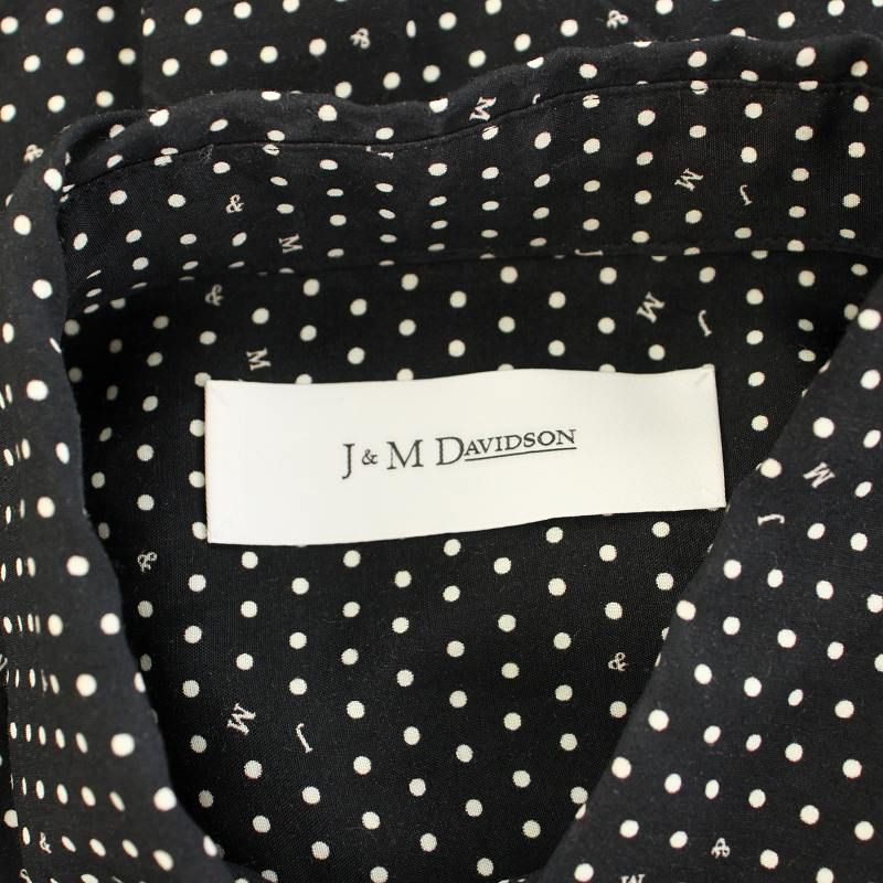 ジェイ&エムデヴィッドソン J&M Davidson シャツ ブラウス 長袖 ハーフボタン ドット柄 プリーツ 6 黒 白 R022-019-VIBL/P レディース ジェイ&エムデヴィッドソン J&M Davidson シャツ ブラウス 長袖