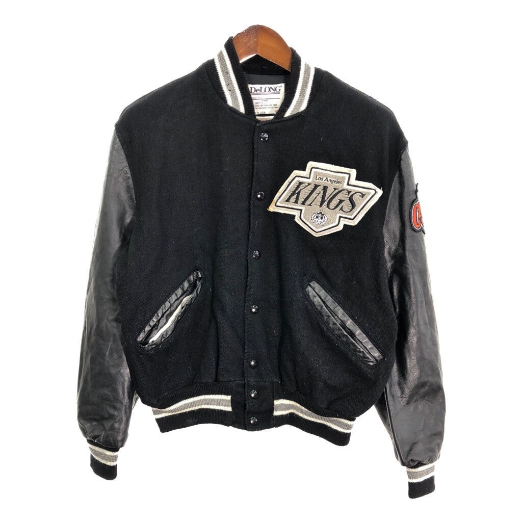 90年代 USA製 DeLONG デロング NHL ロサンゼルス・キングス ウール スタジアムジャケット プロチーム (メンズ 40)  古着 R6228