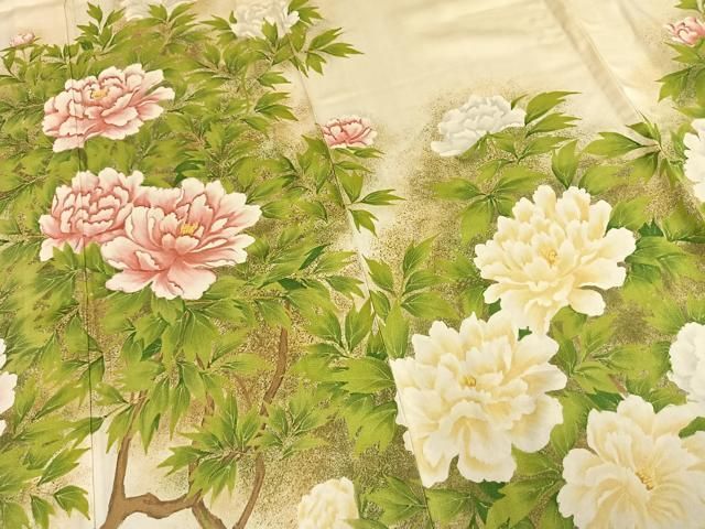 平和屋着物▽訪問着 単衣 作家物 手描き 枝花文 暈し染め 正絹 逸品 未