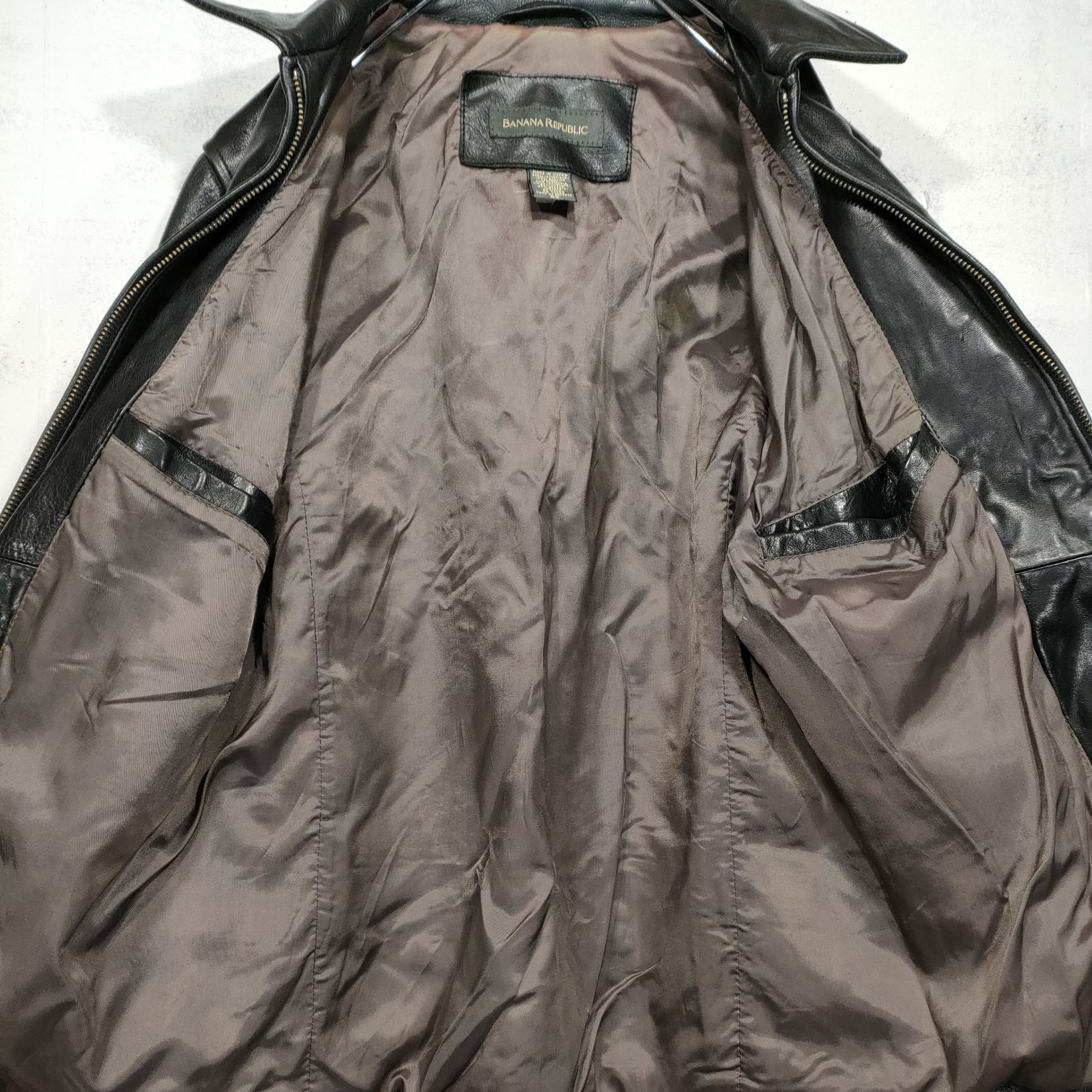 美品✨BANANA REPUBLIC シングルライダース　羊革　黒 BANANA REPUBLIC レザー シングル ライダース ジャケット メンズ