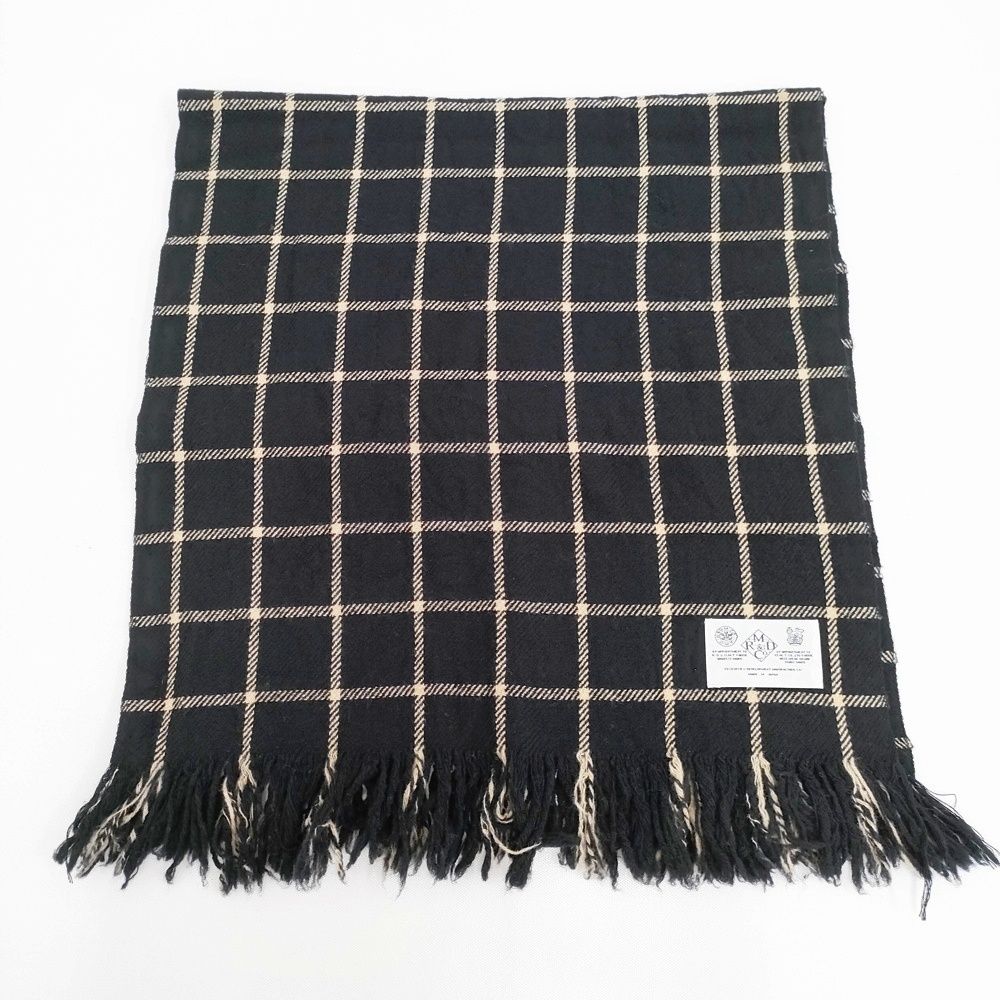 R-D.M.Co- チェック ストール マフラー ブラック レディース マンズテーラー 5-0925T◎