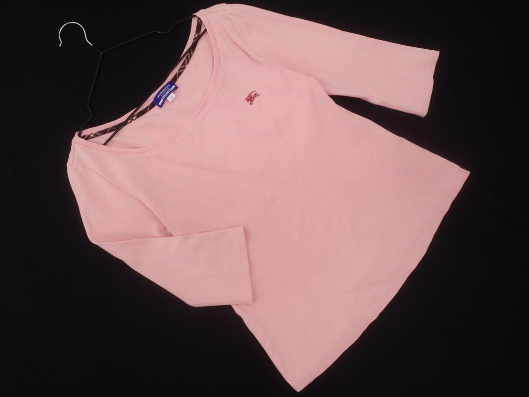 新品タグ付き　BURBERRY BLUE LABELピンクラメマーク黒カットソー 希少レア BURBERRY ビッグロゴ ホースマーク カットソー 黒