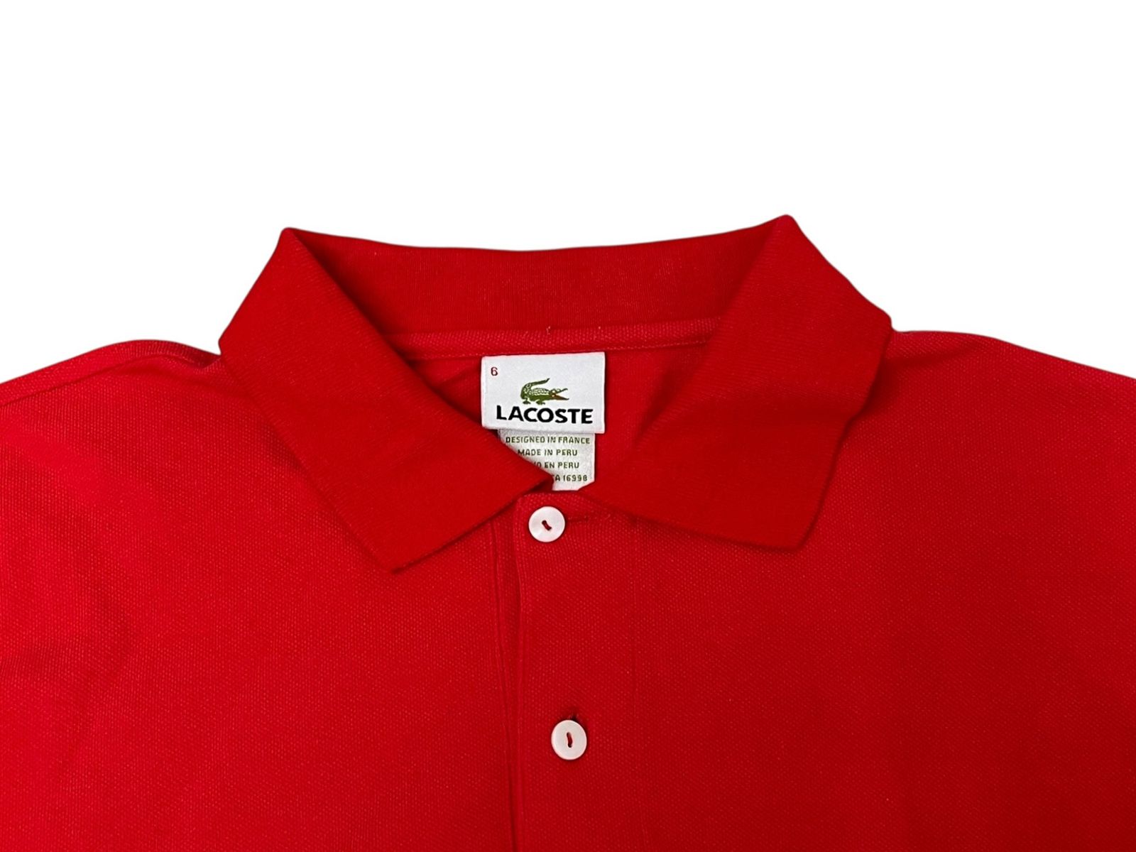 LACOSTE (ラコステ) 半袖 ポロシャツ ワンポイント ワニロゴ M レッド