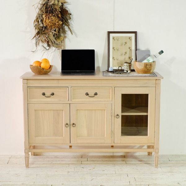 ロー キャビネット 120×40×80cm 木製 ミンディ 無垢材 インテリア家具 収納家具 キッチン家具 リビング収納 完成品