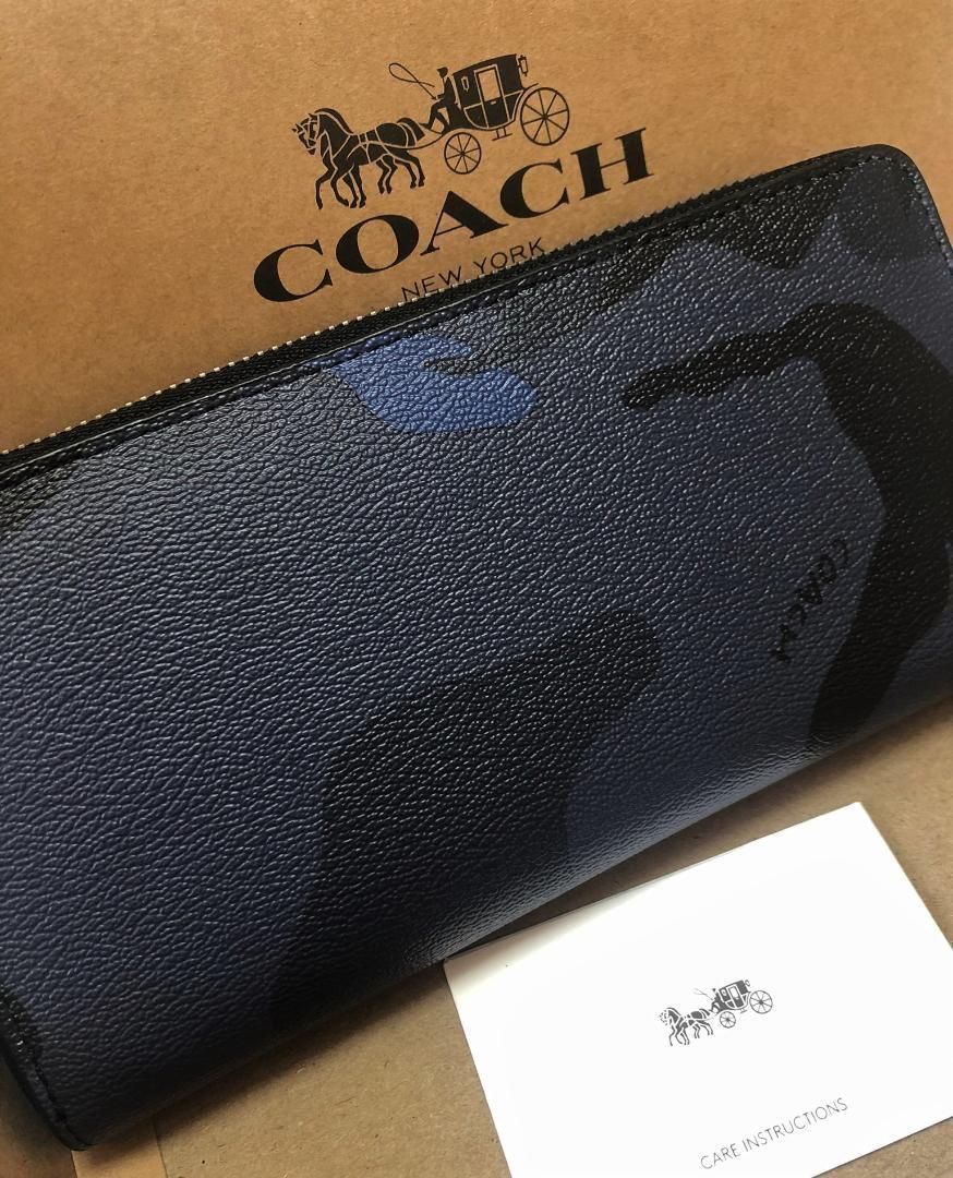 新作通販 新品 大人気COACHコーチ 長財布 迷彩 ブラック メンズ