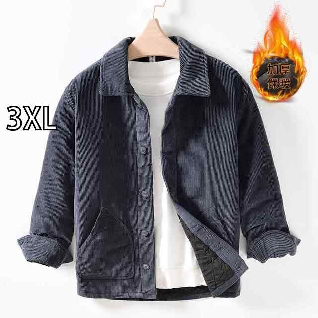 3XL 秋冬 コーデ メンズ 服 シンプル ファッション オシャレ 大人 かっこいい 大きいサイズ ストリート 紳士服 レトロ コーデュロイ 綿 コート ジャケット 暖かい カジュアル