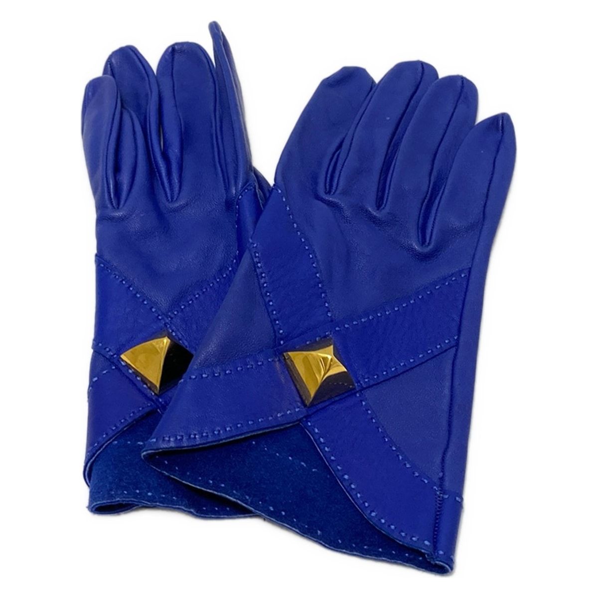 HERMES(エルメス) 手袋 レディース - ネイビー レザー エルメス レザー手袋