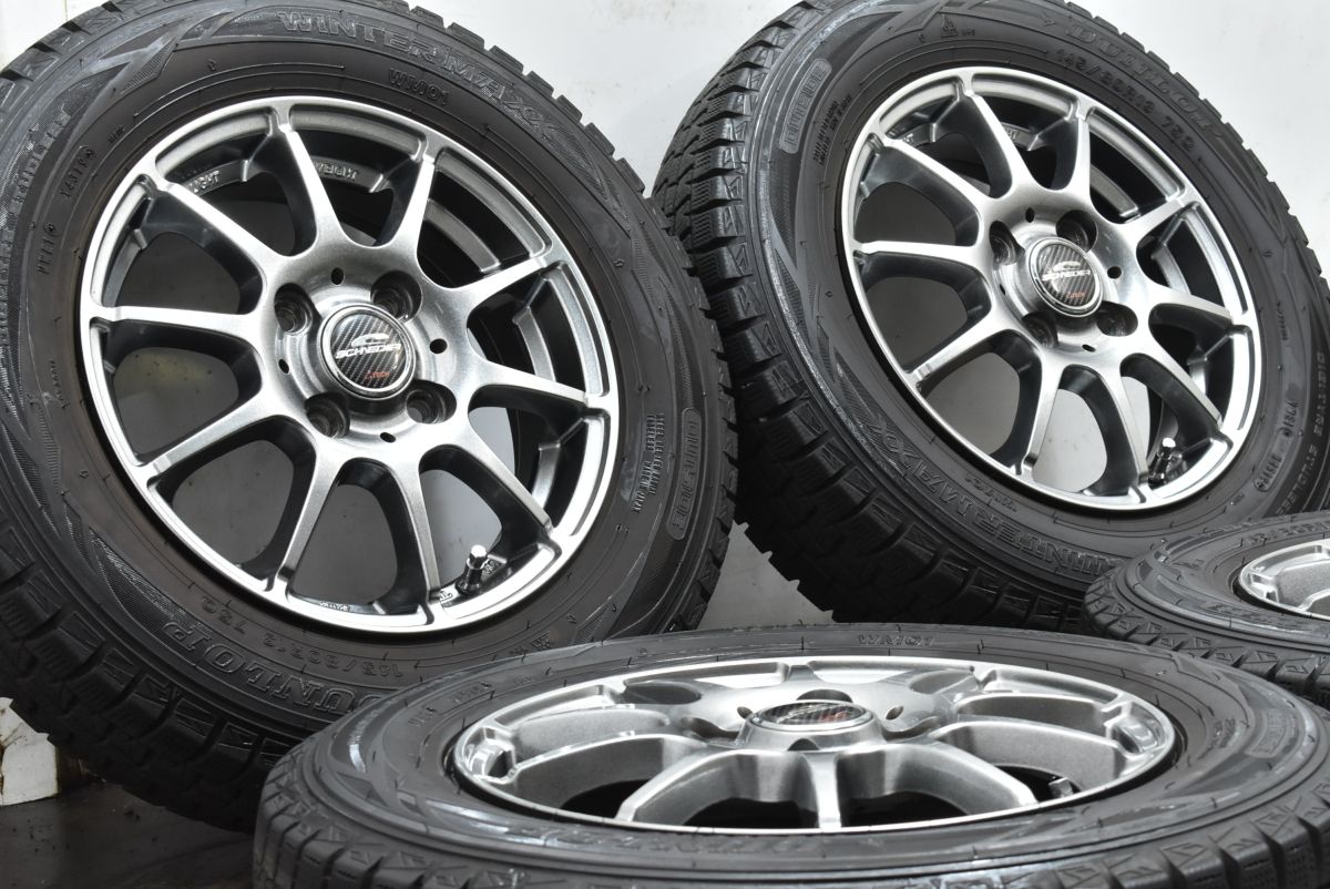 軽自動車サイズ シュナイダー 13in 4.000B 42 PCD100 ダンロップ WM01 145 80R13 N-BOX モコ アルト ワゴンR タント ムーヴ