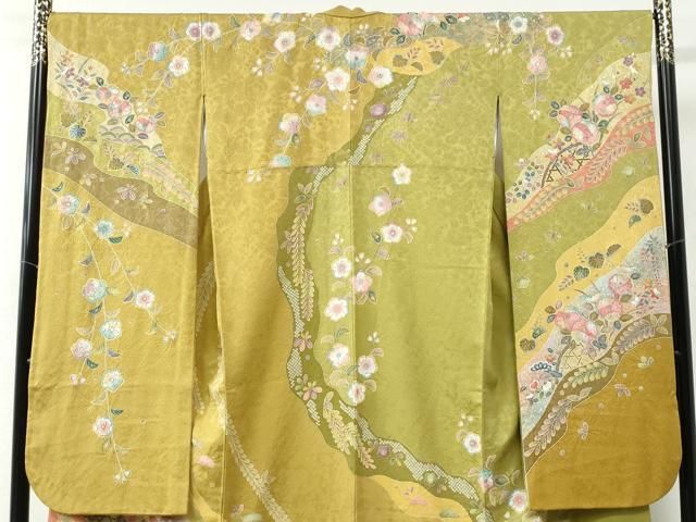 平和屋着物○豪華振袖 辻が花 舞蝶花文 暈し染め 金彩 正絹 逸品  