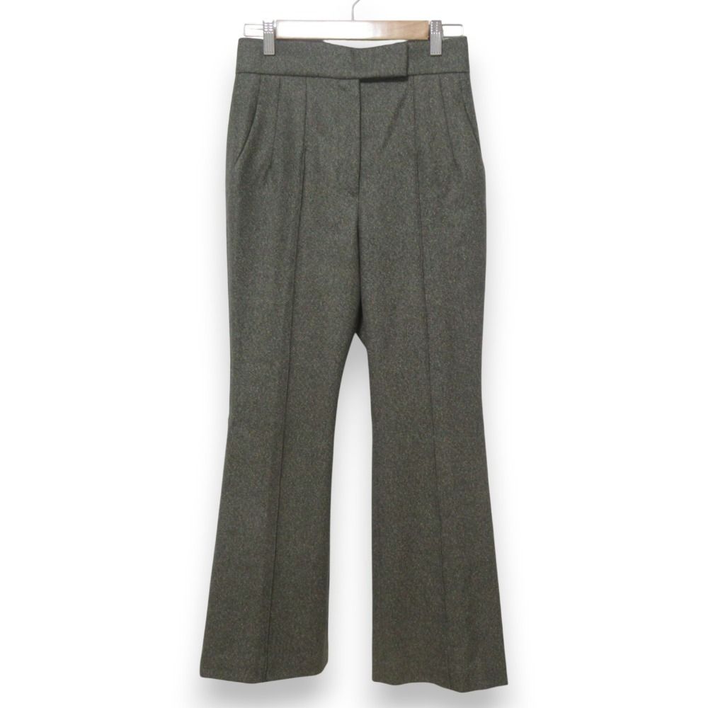 22AW Mame Kurogouchi マメクロゴウチ Melange Flannel Flared Trousers フランネルフ トラウザーズパンツ サイズ2 グリーン レディース 古着
