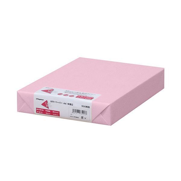 （まとめ）長門屋商店 Color Paper A4中厚口 桃 ナ-3271 1冊(500枚) 
