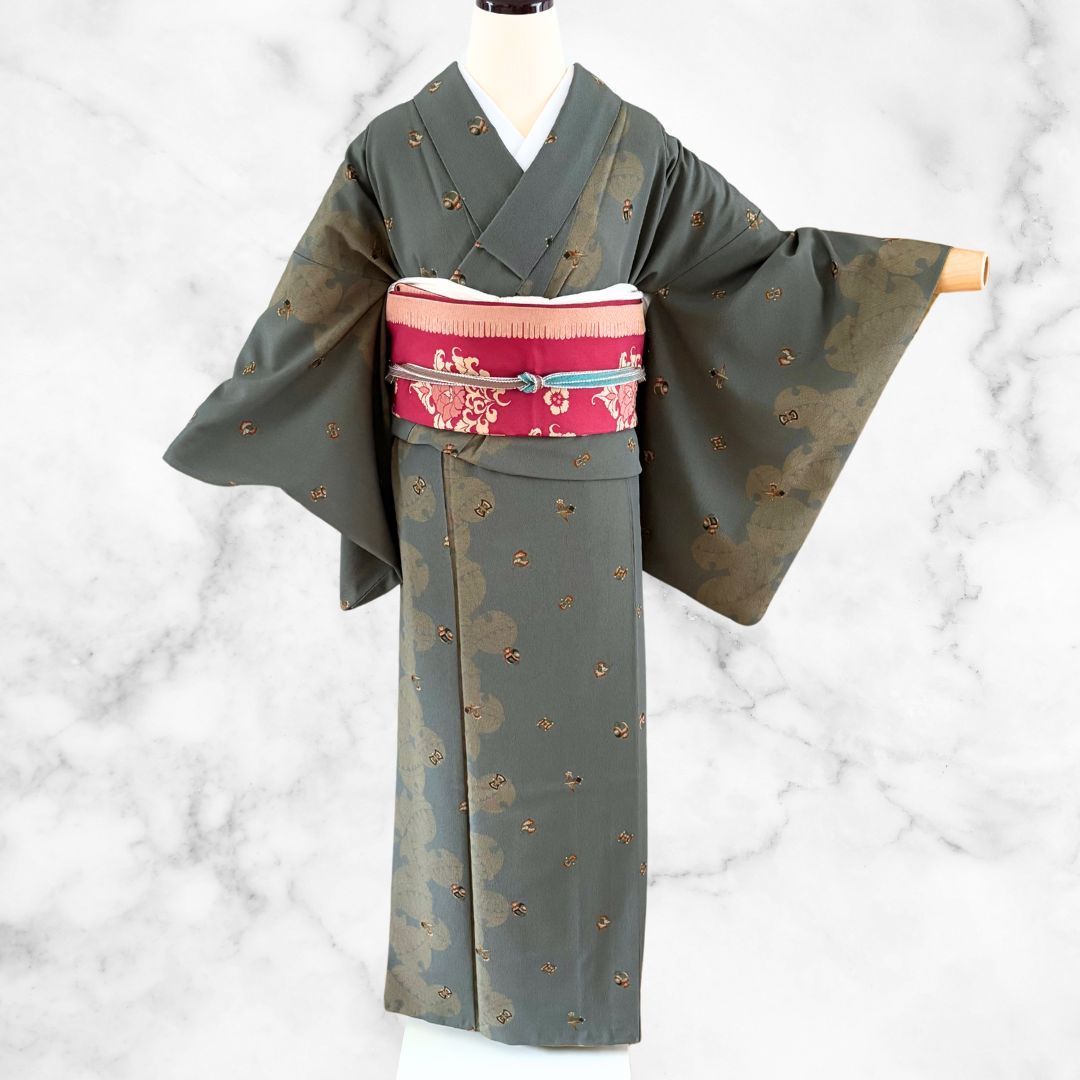 平和屋着物▽上質な小紋　単衣　紬地　格子　正絹　逸品　DAAT9477az 平和屋着物▽上質な小紋 単衣 紬地 格子 正絹 逸品 DAAT9477az